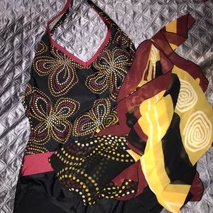 One piece w tie around scarf